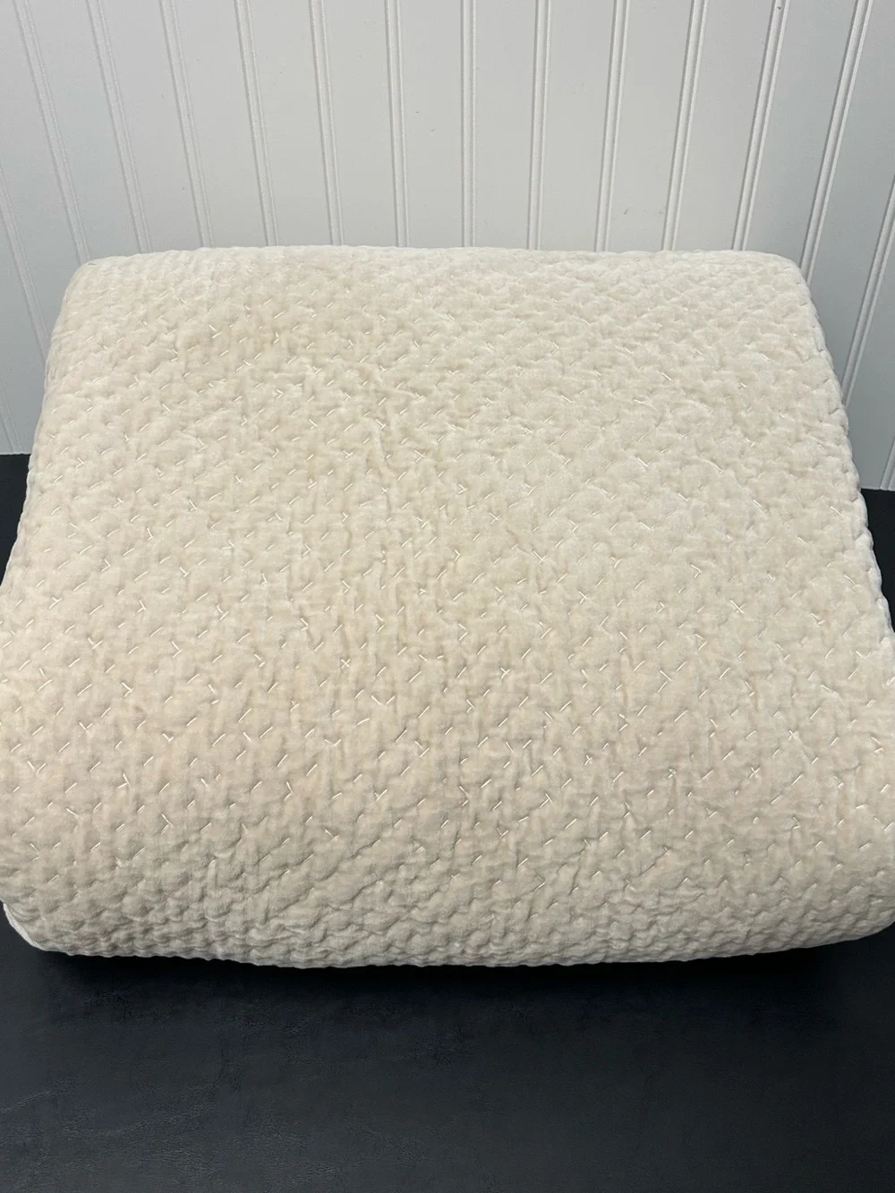 Pottery Barn Velvet Cross Stitch King quilt  parchment